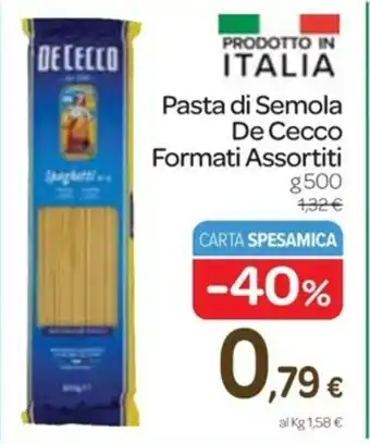 Carrefour Express De Cecco Pasta di Semola Formati Assortiti 500g offerta