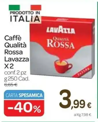 Carrefour Express Lavazza Caffè Qualità Rossa x2 250g offerta