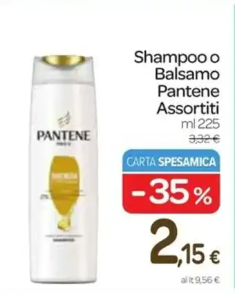 Carrefour Express Pantene Shampoo o Balsamo Assortiti 225ml offerta