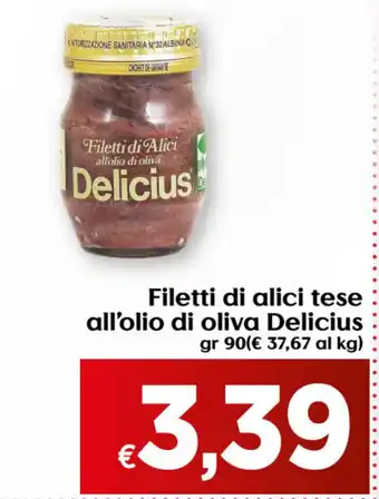 Maxi Supermercati Filetti di alici tese all'olio di oliva Delicius 90gr offerta