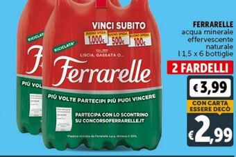Ferrarelle acqua minerale effervescente naturale 1.5 x 6 bottiglie 2 fardelli