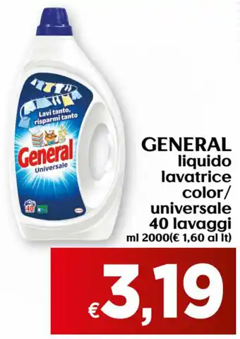 Maxi Supermercati General liquido lavatrice color/universale 40 lavaggi 2000ml offerta