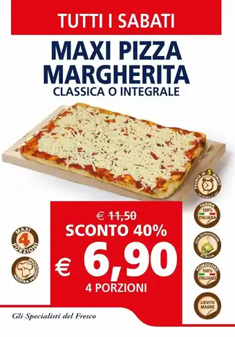 Maxi pizza margherita classica o integrale 4 porzioni
