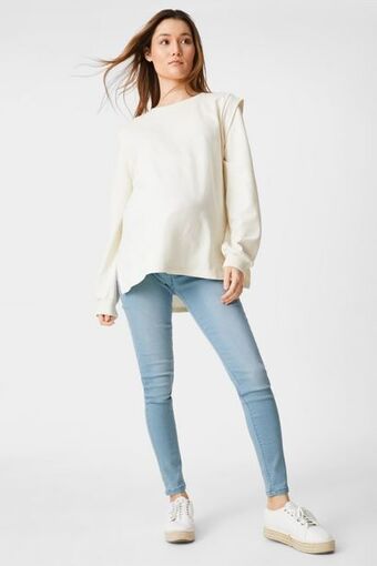 Salopette di jeans prémaman felpata offerta di Bonprix