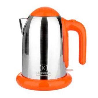 Bollitore k-line arancione da 2200w in acciaio inox, design luca trazzi