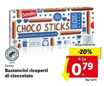 Lidl Sondey Bastoncini ricoperti di cioccolato 150 g offerta