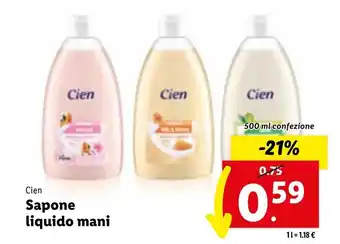 Lidl Cien Sapone liquido mani 500 ml offerta