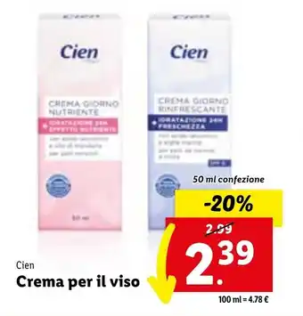 Lidl Cien Crema per il viso 50 ml offerta