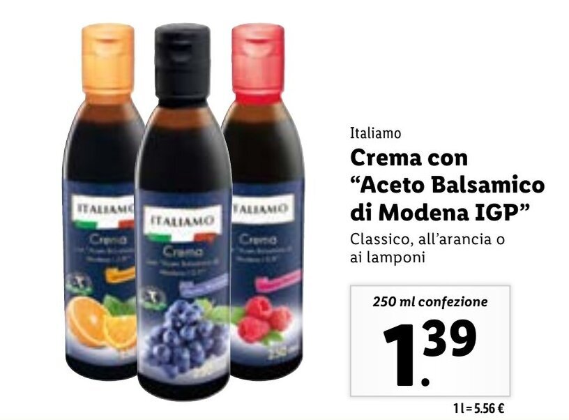 Italiamo Crema con "Aceto Balsamico di Modena IGP" 250 ml offerta di Lidl