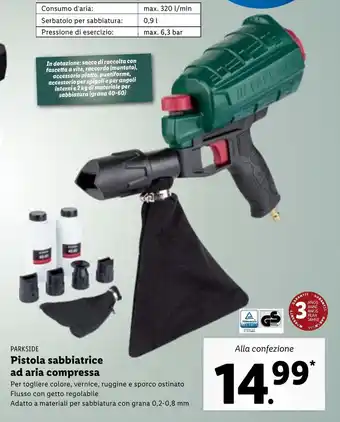 Lidl Parkside Pistola sabbiatrice as aria compressa offerta