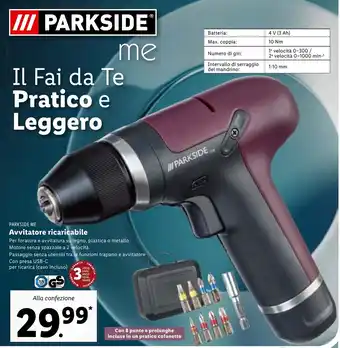 Lidl Parkside Me Avvitatore ricaricabile offerta