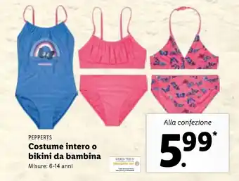 Lidl Pepperts Costume intero o bikini da bambina 6-14 anni offerta