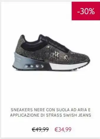 PittaRosso Sneakers nere con suola ad aria e pplixazione di strass swish jeans offerta