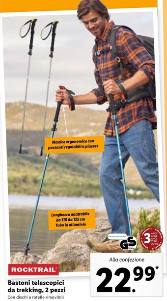 Lidl Rocktrail Bastoni telescopici da trekking, 2 pezzi offerta