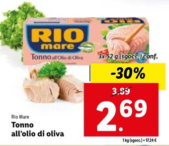 Lidl Rio Mare Tonno all'olio di oliva 3x 52 g offerta