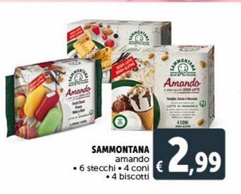 Deco Supermercati Sammontana amando 6 stecchi, 4 coni, 4 biscotti offerta