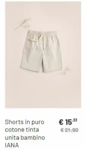 OVS Shorts in puro cotone tinta unita bambino Iana offerta