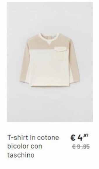 OVS T-shirt in cotone bicolor con taschino offerta