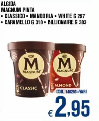 Adhoc Algida Magnum Pinta classico/mandorla/white 297 g/caramello 310 g/billionaire 303 g offerta
