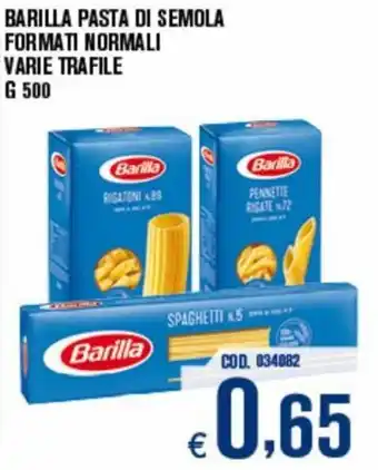 Barilla Pasta di semola formati normali varie trafile 500 g