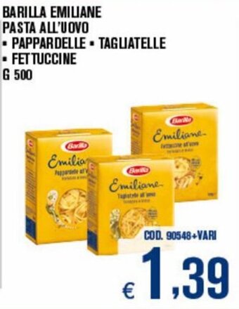 Adhoc Barilla Emiliane Pasta all'uovo pappardelle/tagliatelle/fettuccine 500 g offerta