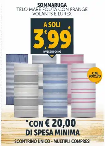 Deco Supermercati Sommaruga telo mare fouta con frange volants e lurex offerta