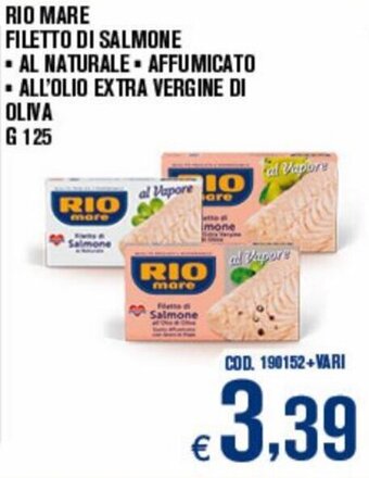 Adhoc Rio Mare Filetto di salmone al naturale/affumicato/all'olio extra vergine di oliva 125 g offerta