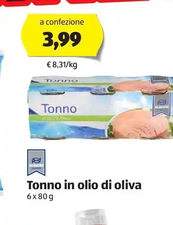 ALDI Tonno in olio di oliva dal mare 6.80 g offerta