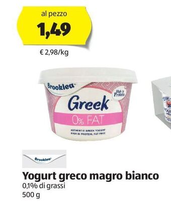 ALDI Yogurt greco magro nianco 500 g offerta
