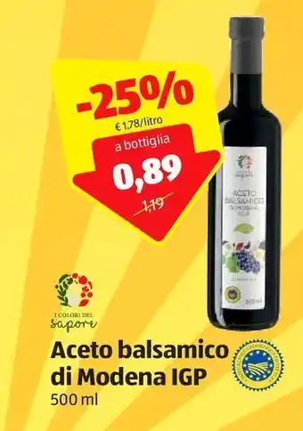 ALDI I colori del sapore aceto balsamico di modena 500 ml offerta