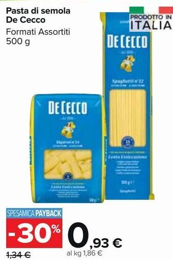 Carrefour Market Pasta di semola de cecco offerta