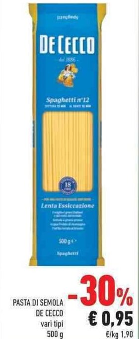 Conad City De Cecco Pasta di Semola vari tipi 500 g offerta