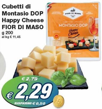 Prix Quality Fior di Maso Cubetti di Montasio DOP Happy Cheese g 200 offerta
