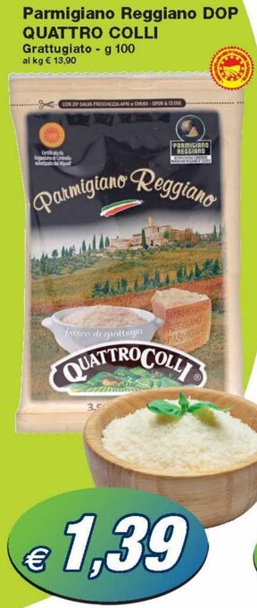 Prix Quality Quattro Colli Parmigiano Reggiano DOP Grattugiato g 100 offerta