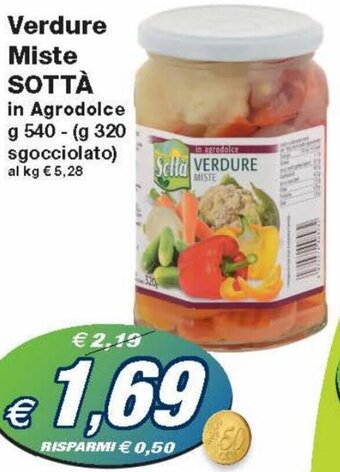 Prix Quality Sottà Verdure Miste in Agrodolce g 540 offerta