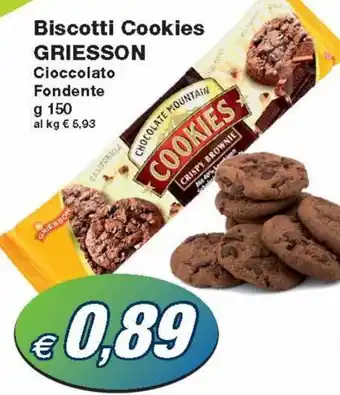 Prix Quality Griesson Biscotti Cookies Cioccolato Fondente g 150 offerta
