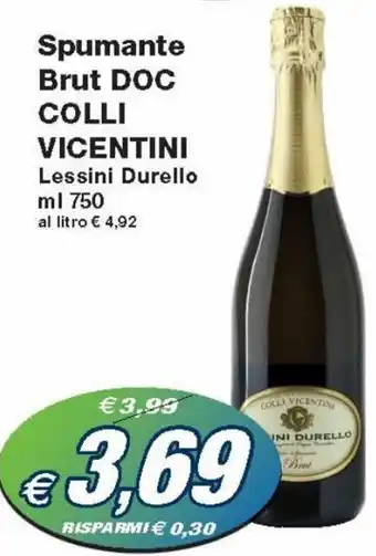 Prix Quality Colli Vicentini Spumante Brut DOC Lessini Durello ml 750 offerta