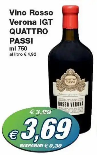 Prix Quality Quattro Passi Vino Rosso Verona IGT ml 750 offerta