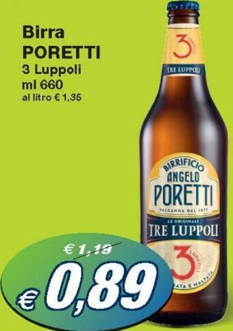 Prix Quality Poretti Birra 3 Luppoli ml 660 offerta