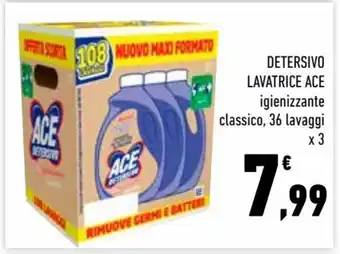 Conad City Ace Detersivo lavatrice igienizzante classico, 36 lavaggi x 3 offerta