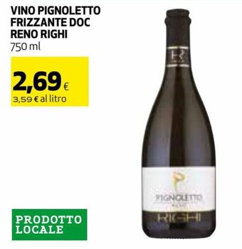 Coop Vino Pignoletto Frizzante DOC Reno Righi 750 ml offerta