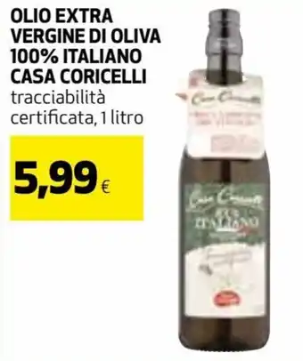 Coop Casa Coricelli Olio Extra Vergine di Oliva 100% Italiano 1 litro offerta