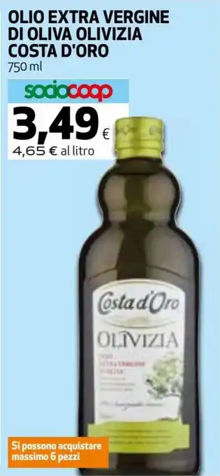 Coop Costa d'Oro Olio Extra Vergine di Oliva Olivizia 750 ml offerta