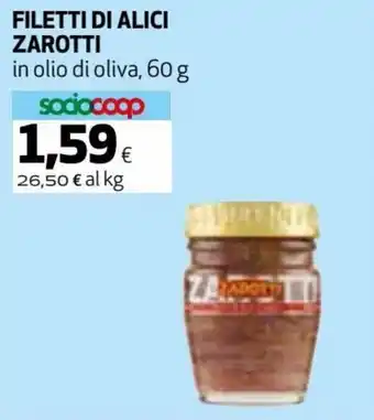 Coop Zarotti Filetti di alici 60 g offerta