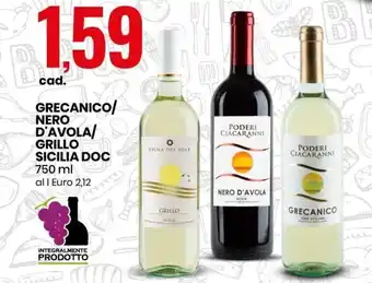 Eurospin Grecanico/Nero d'avola/grillo sicilia doc 750 ml offerta