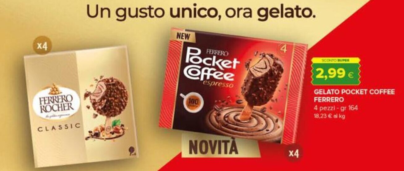 Ferrero Gelato pocket coffee 4 pezzi 164 gr offerta di Tigre