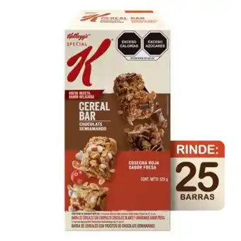 Sam's Club Barra de cereal special k kellogg's cereal bar chocolate y cosecha roja 25 pzas de 21 g c/u oferta