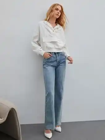 SHEIN Motf premium sudadera con capucha algodón recortado oferta