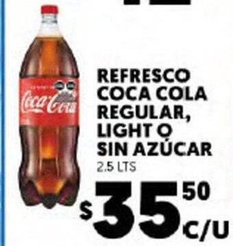 Merco Refresco Coca Cola Regular, Light o Sin Azucar 2.5 lts oferta