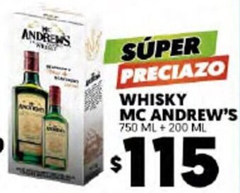 Merco Whisky Mc Andrew's 750 ml + 200 ml oferta